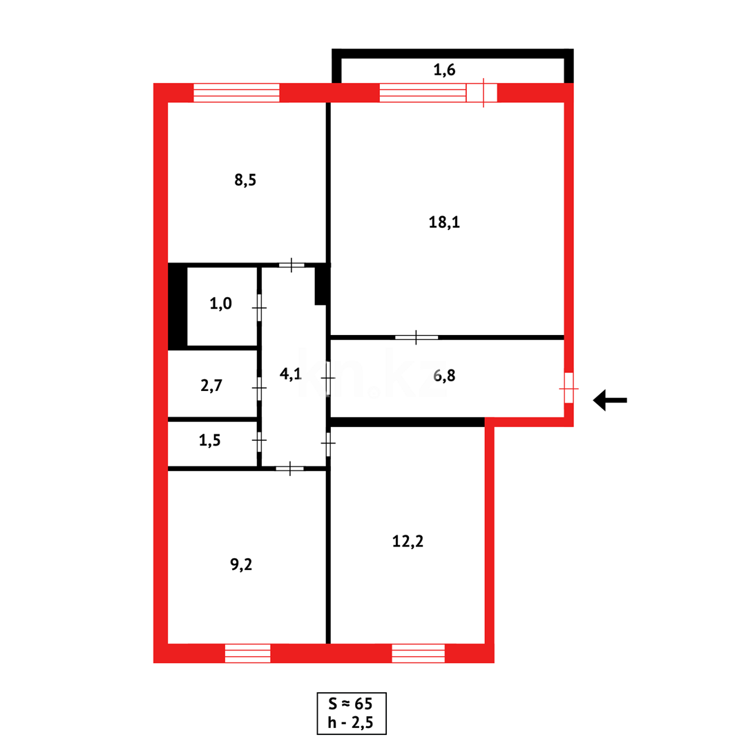 Продажа 3-комнатной квартиры, 64 м² - Продажа квартир в Караганде - страница 55 фото 15 из 15