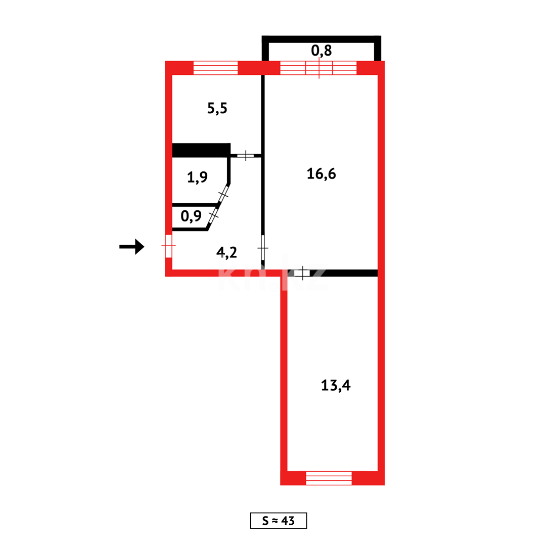 Продажа 2-комнатной квартиры, 45 м², мкр-н 7, дом  56 в Темиртау - фото 16