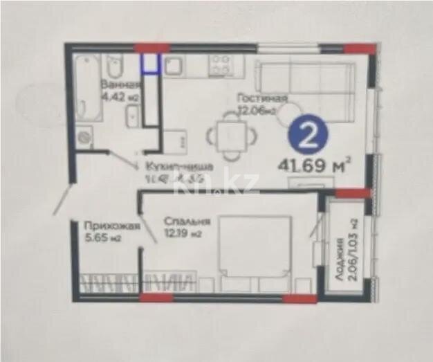 Продажа 2-комнатной квартиры, 40 м² в Астане