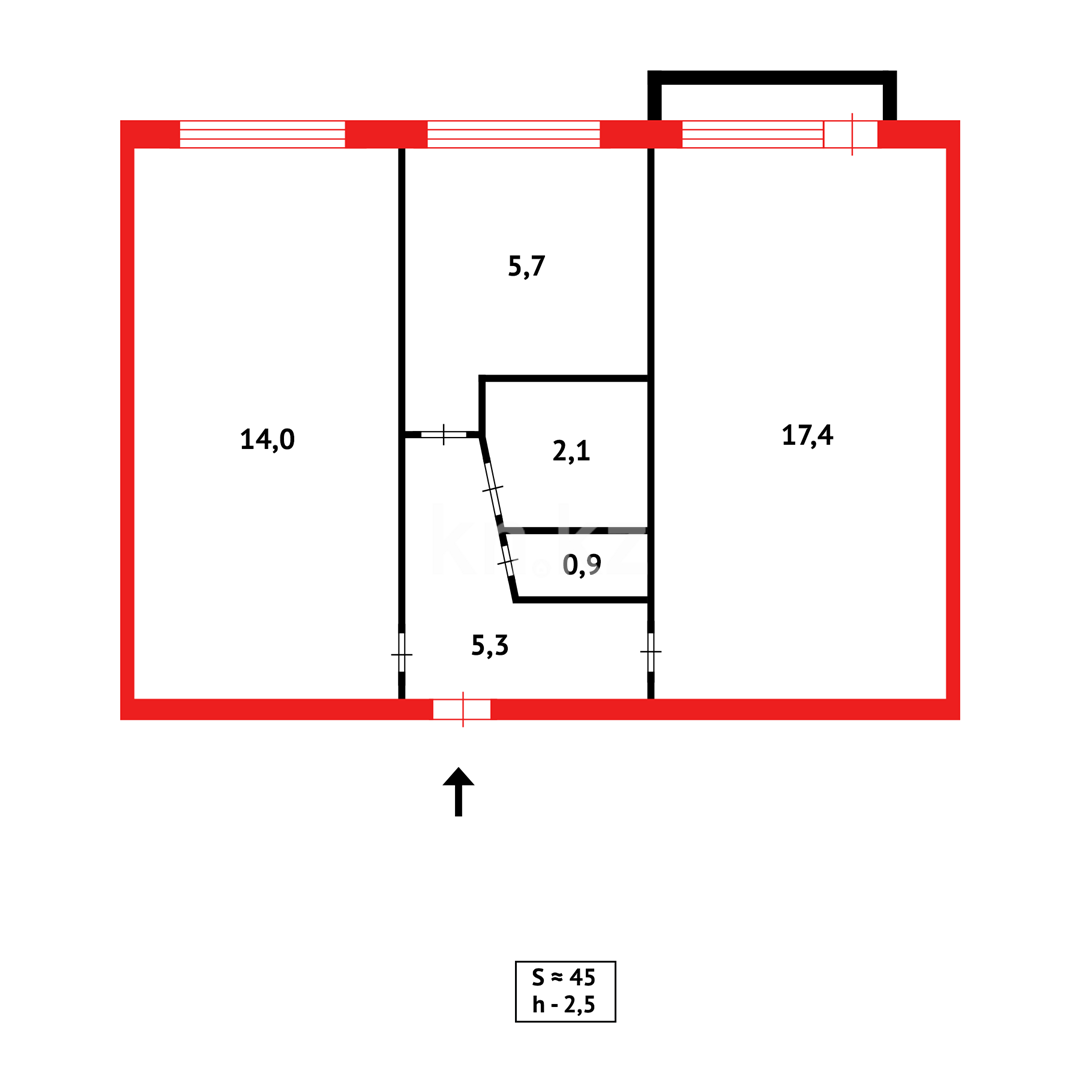 Продажа 2-комнатной квартиры, 45 м² в Караганде - фото 13