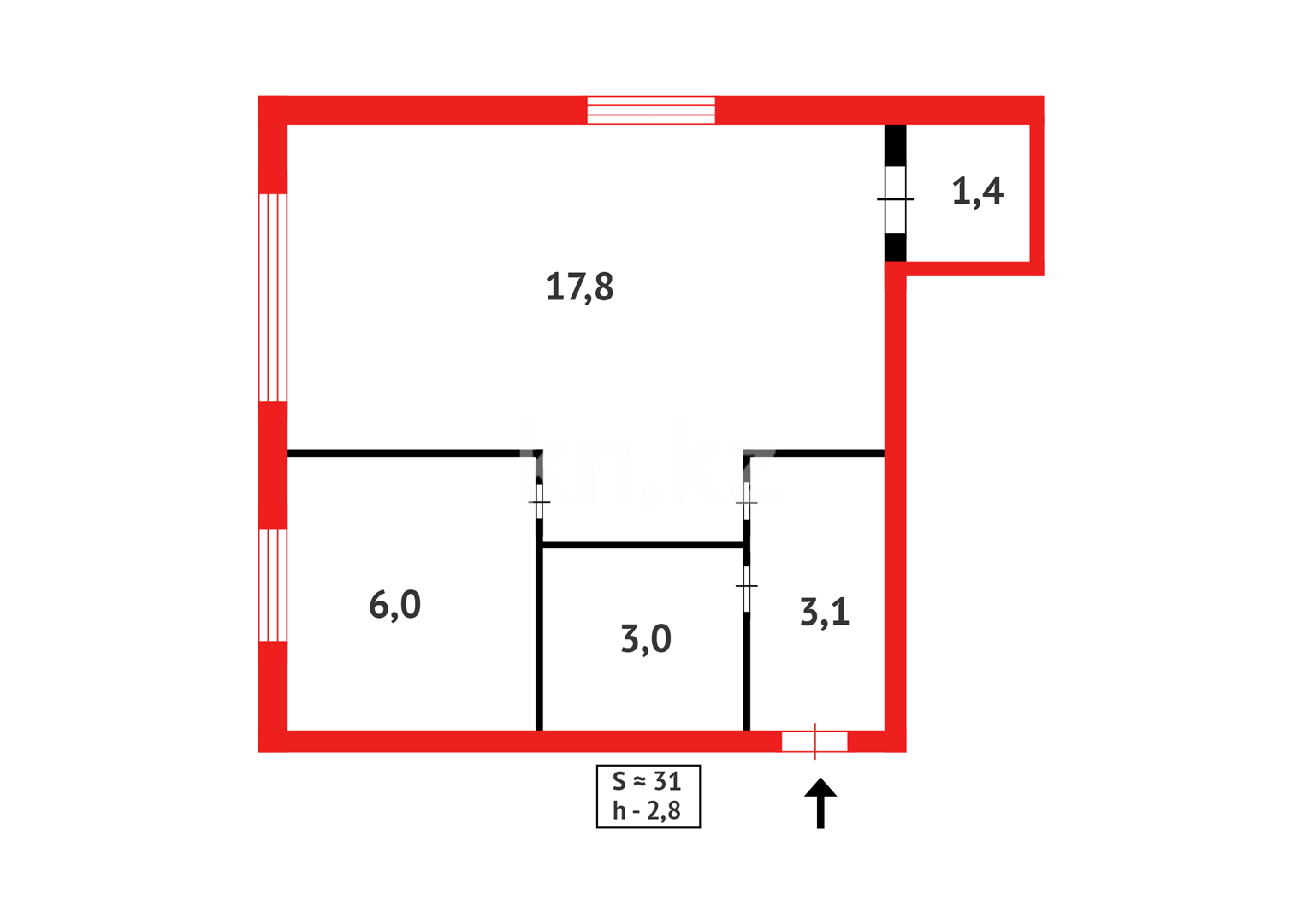 Продажа 1-комнатной квартиры, 31 м² - Продажа квартир в Караганде - страница 36 фото 10 из 10
