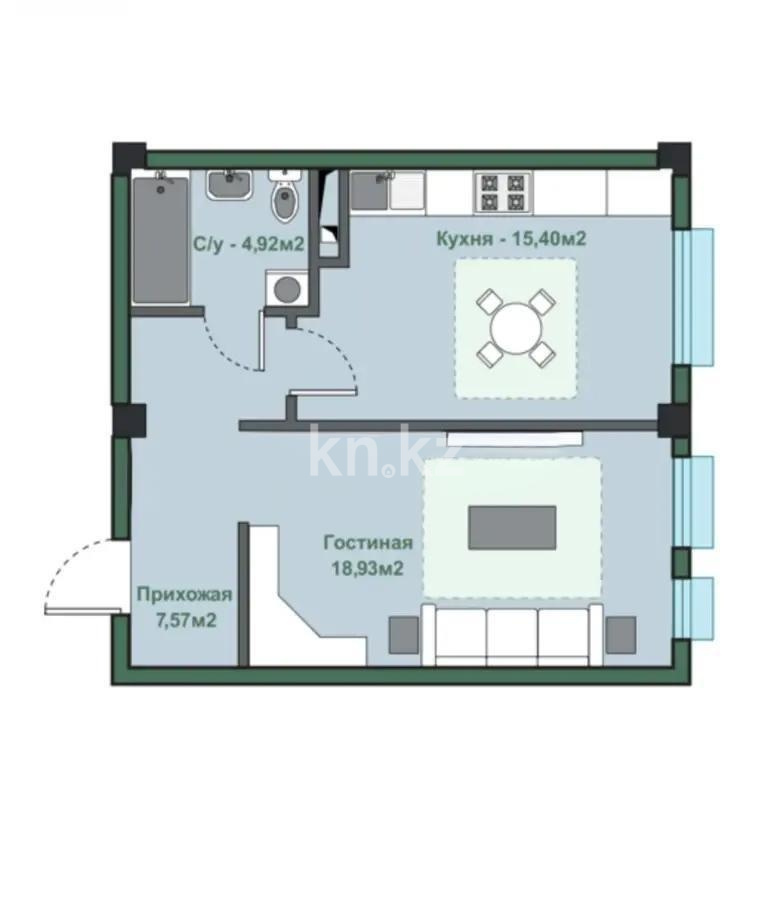 Продажа 1-комнатной квартиры, 47 м² в Алматы