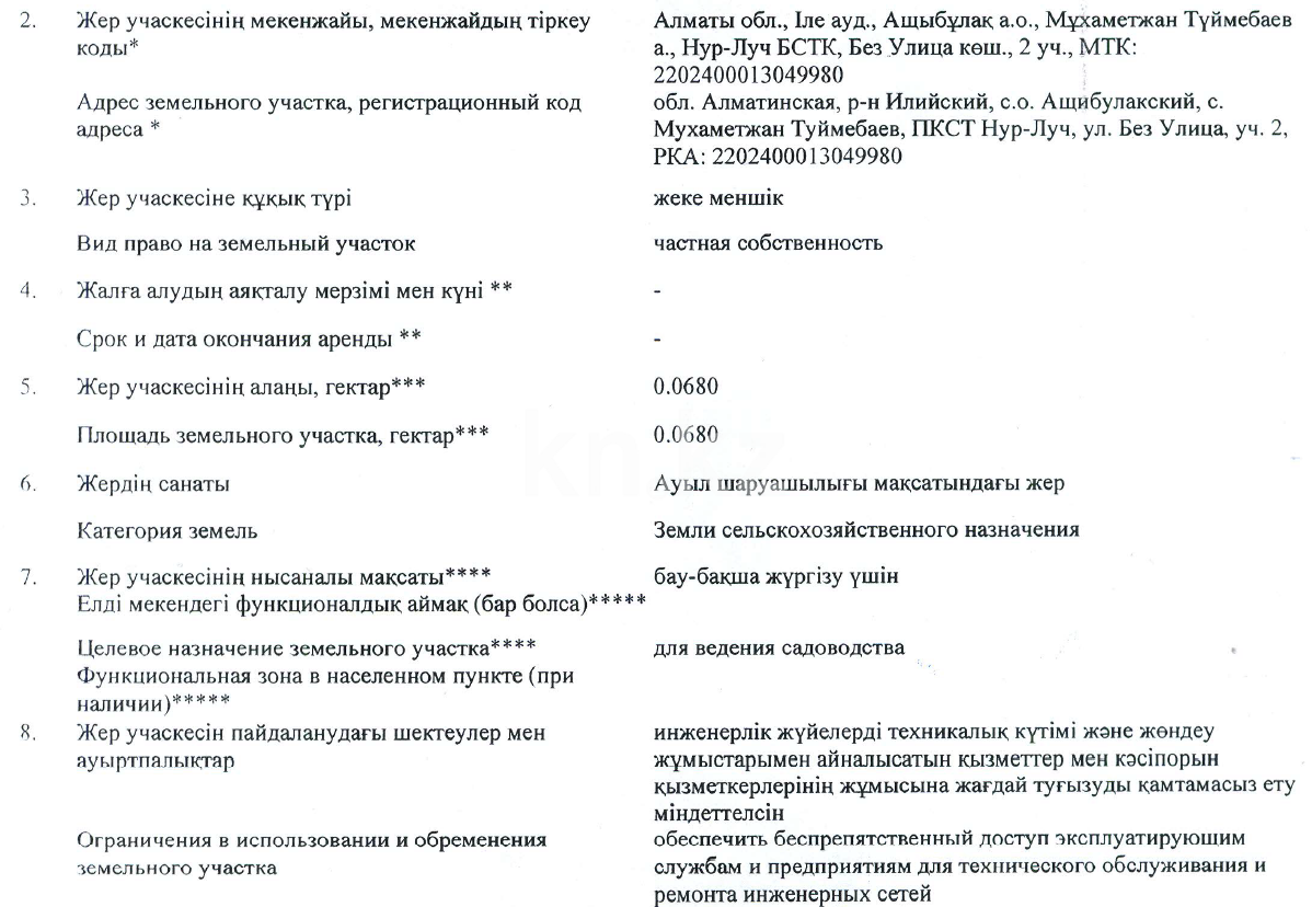Продажа участка, 6.8 сот. - Продажа земельных участков в Алматинской области фото 4 из 4