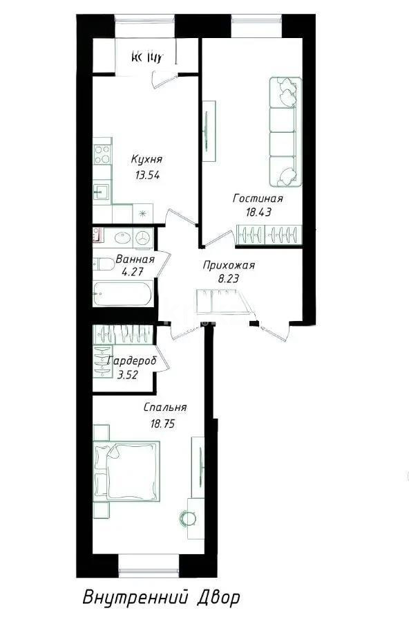 Продажа 2-комнатной квартиры, 68.37 м² - Продажа квартир в р-не Сарайшык Астаны - страница 11 фото 1 из 1