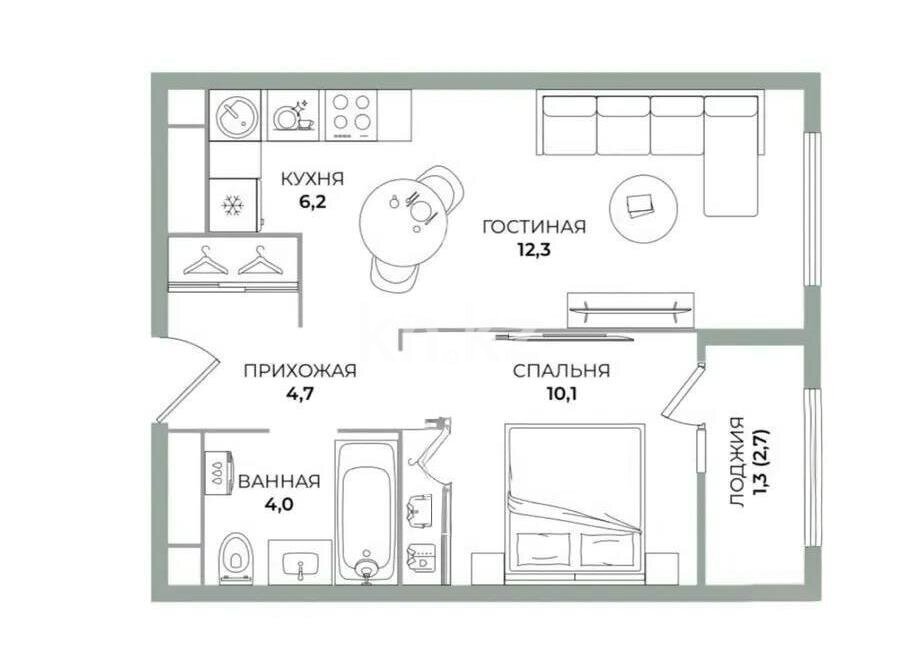 Продажа 1-комнатной квартиры, 39 м² в Алматы