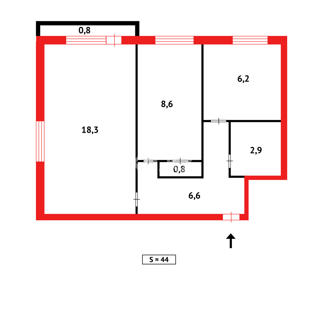 Продажа 2-комнатной квартиры, 42 м², ул. Ушинского в Темиртау - фото 9