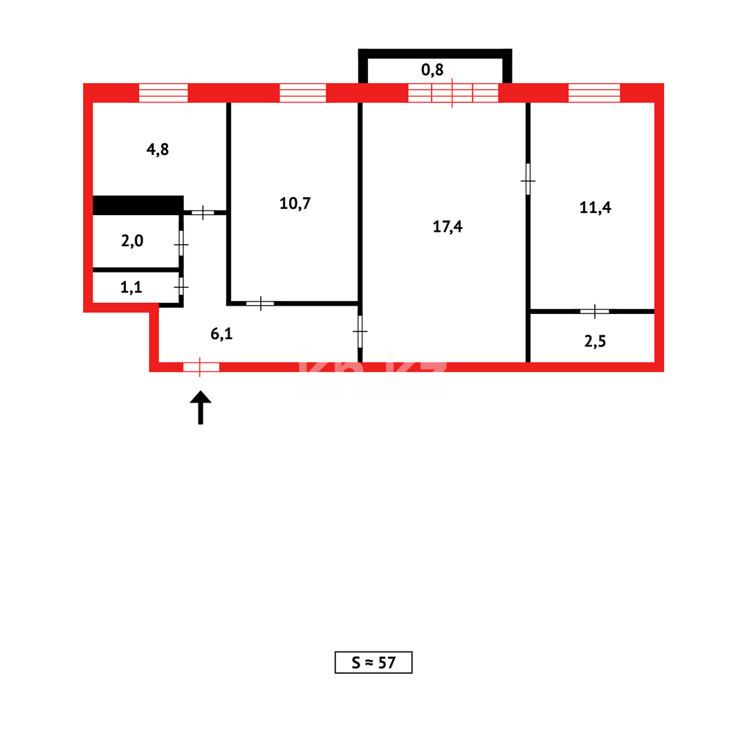 Продажа 3-комнатной квартиры, 56 м², ул. Уалиханова в Темиртау - фото 15