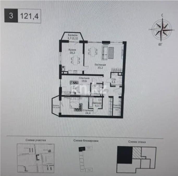 Продажа 3-комнатной квартиры, 121.4 м² в Алматы