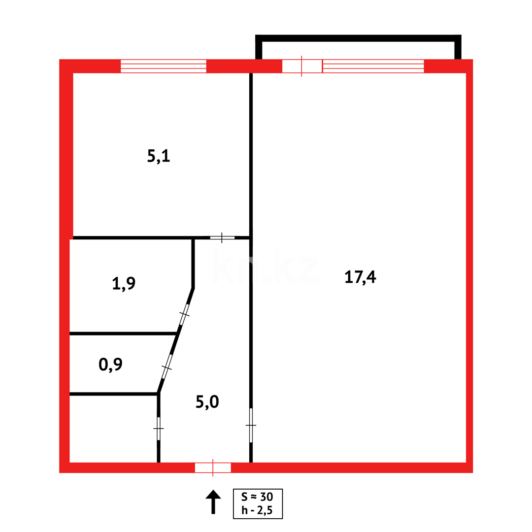 Продажа 1-комнатной квартиры, 30 м², пр. Республики - Продажа квартир в Казахстане фото 7 из 7