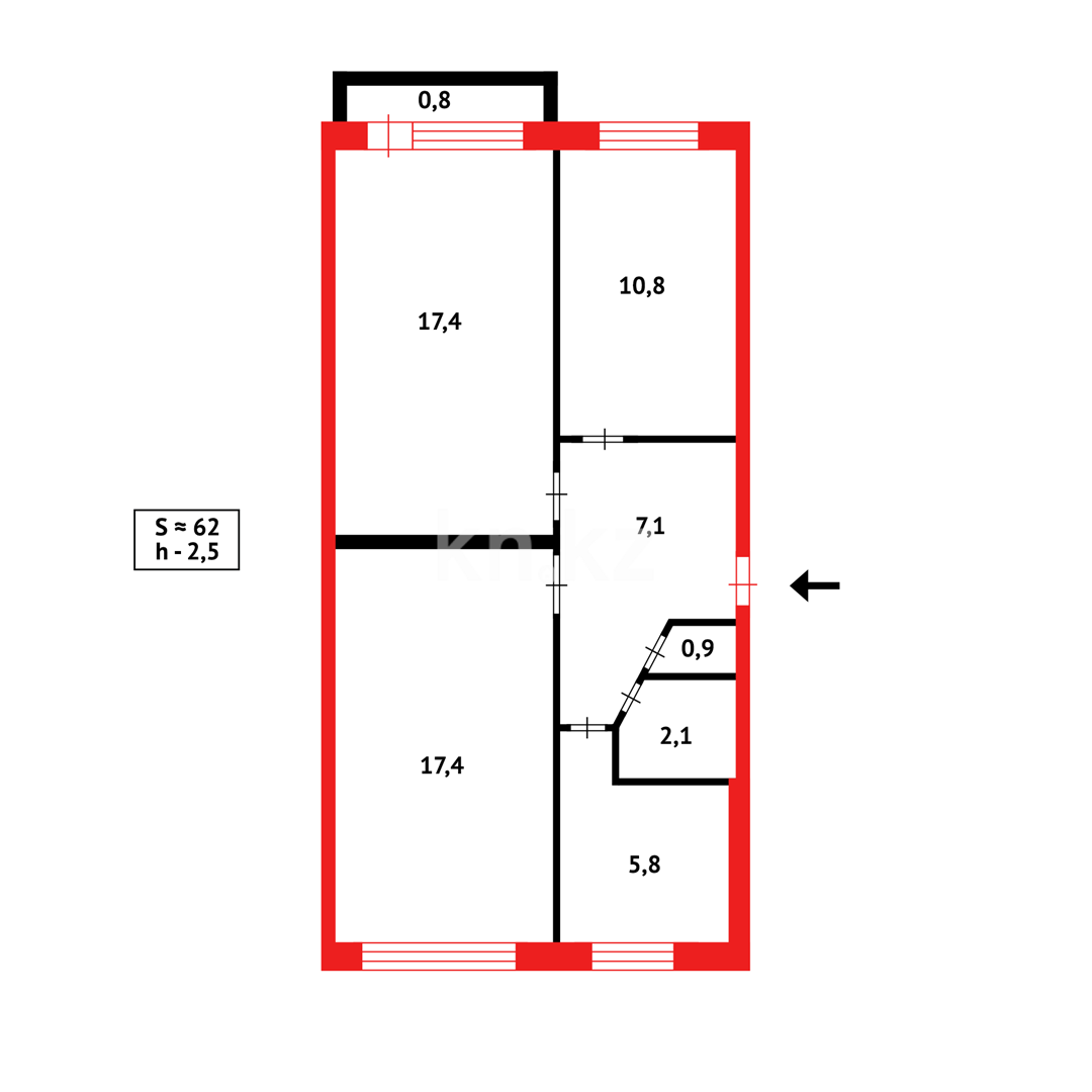 Продажа 3-комнатной квартиры, 62 м² - Продажа квартир в Караганде - страница 13 фото 11 из 11