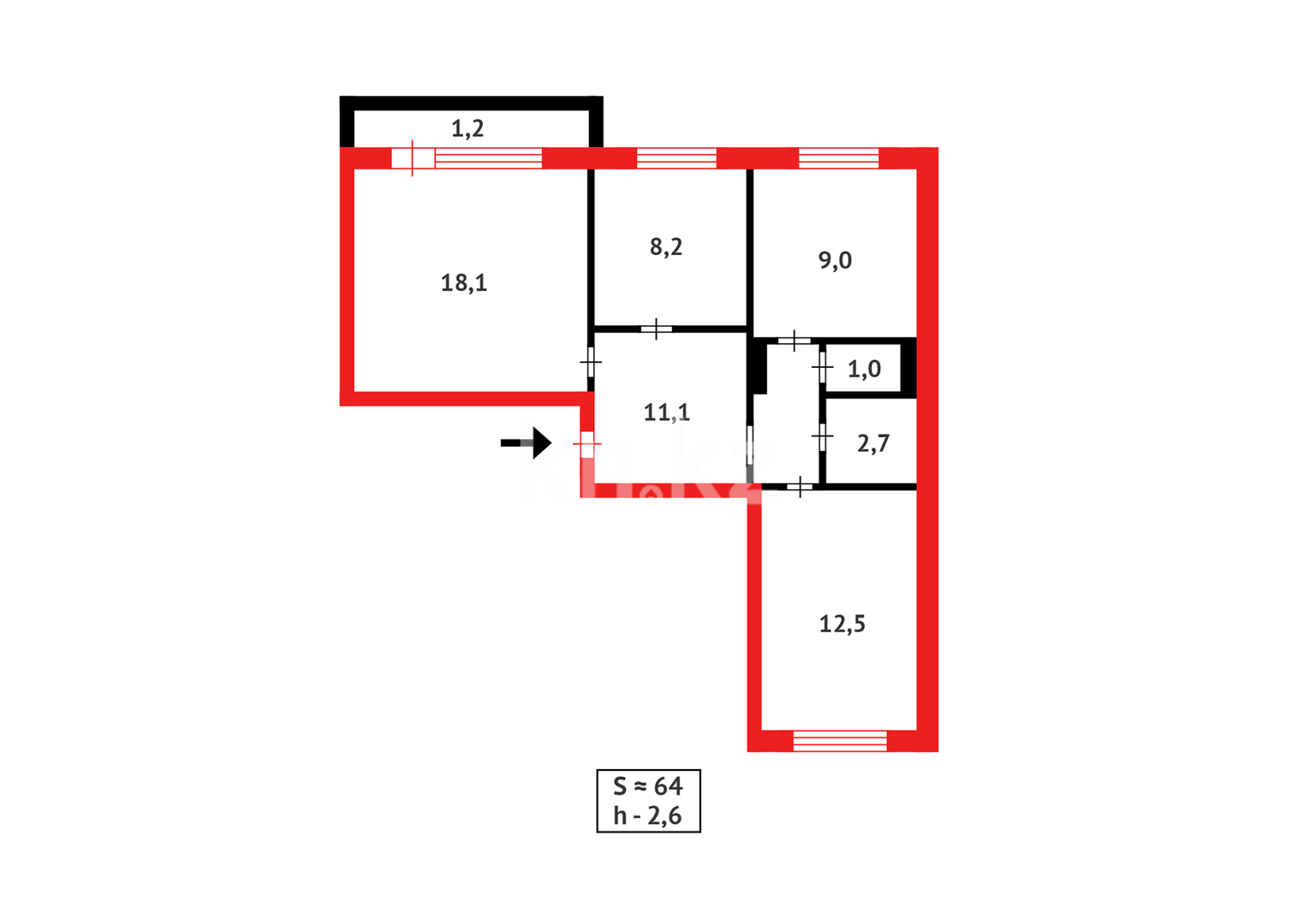 Продажа 3-комнатной квартиры, 64 м², мкр-н Гульдер-1 - Продажа  трехкомнатных квартир в Караганде фото 25 из 25