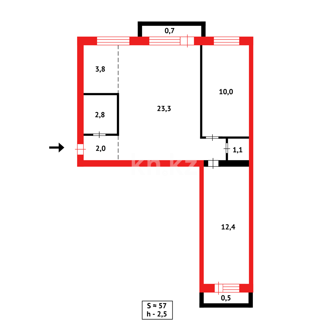Продажа 3-комнатной квартиры, 56 м², ул. Ерубаева - Продажа квартир в Казахстане фото 22 из 22