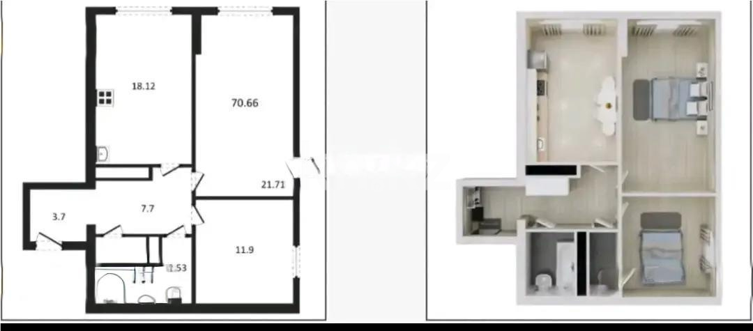 Продажа 3-комнатной квартиры, 70 м² - Продажа  трехкомнатных квартир в Алматы фото 1 из 1