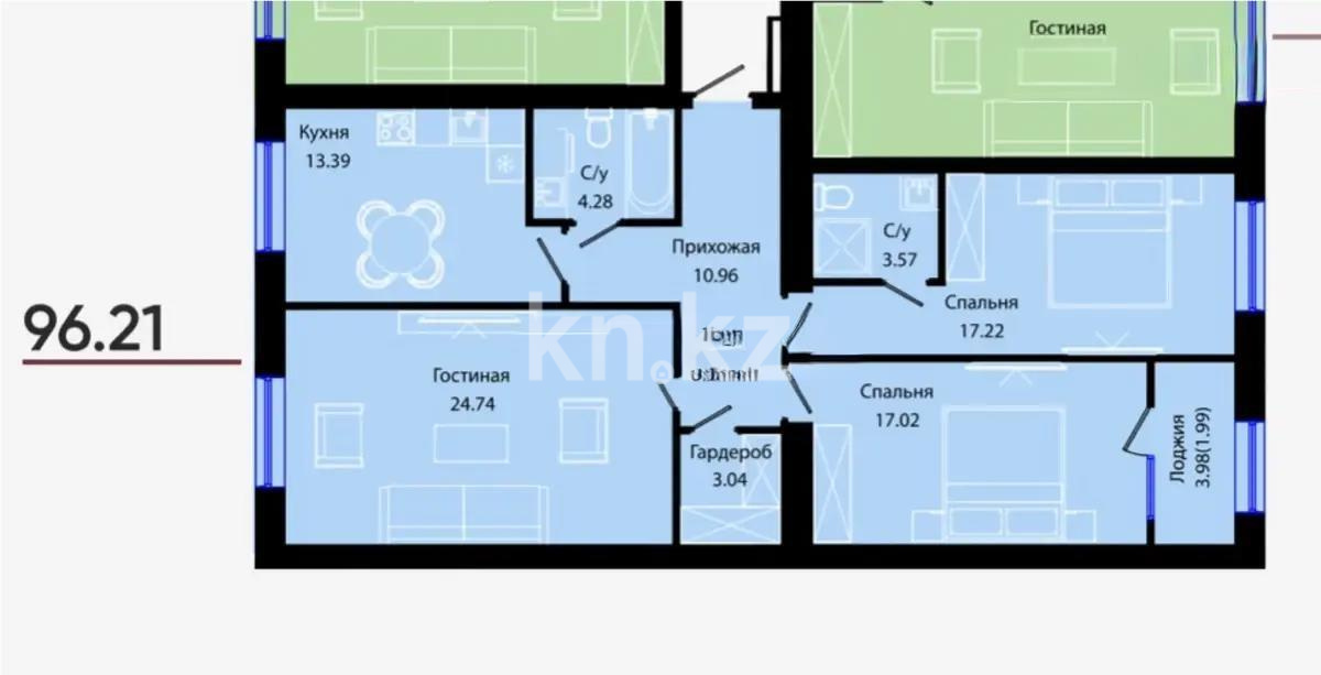 Продажа 3-комнатной квартиры, 96.2 м², ул. Е-34, дом  4 - Продажа квартир в новостройках Астаны без посредников с фото фото 1 из 1