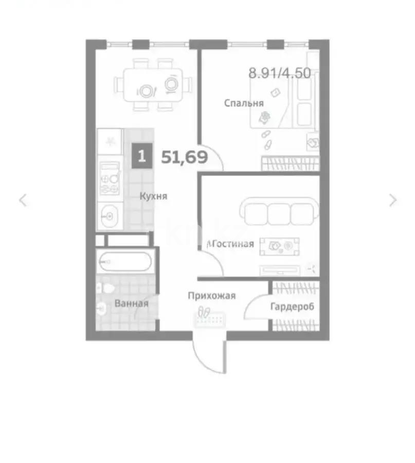 Продажа 2-комнатной квартиры, 52 м², пр. Райымбека, дом  349/1 - Продажа квартир в новостройках Алматы без посредников с фото фото 1 из 1