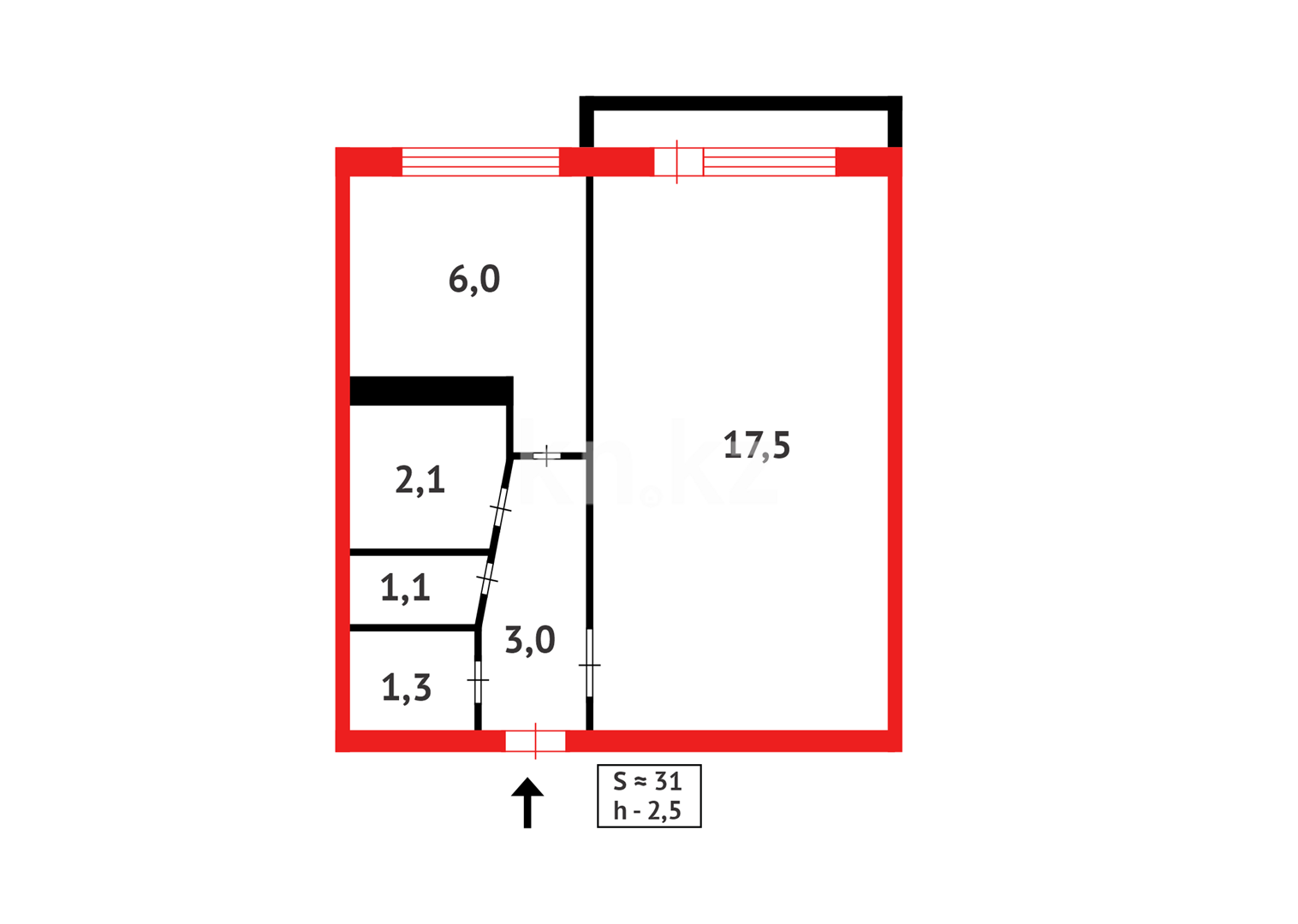 Продажа 1-комнатной квартиры, 30 м², мкр-н 23 - Продажа  однокомнатных квартир в Караганде фото 12 из 12