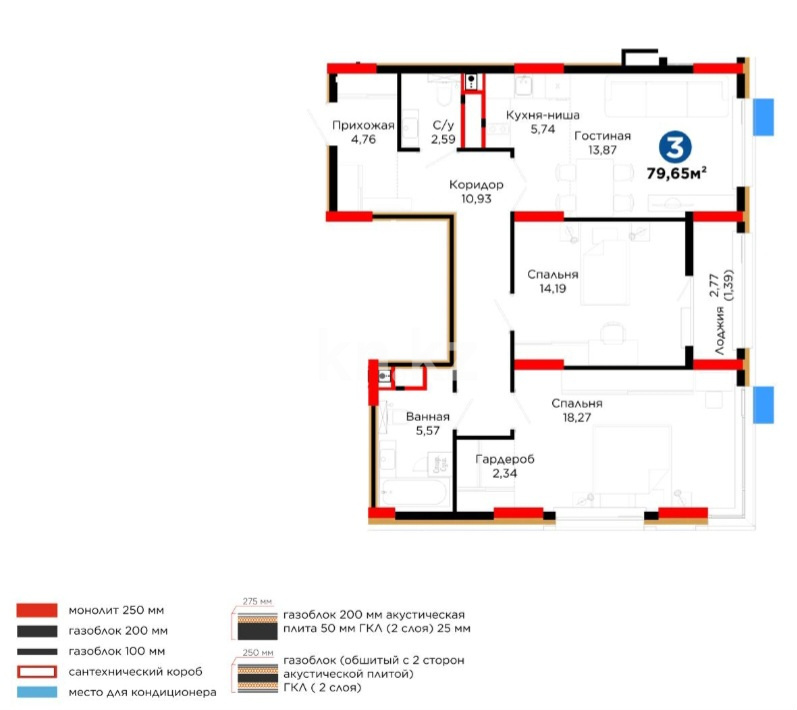 Продажа 3-комнатной квартиры, 79.65 м² - Продажа квартир в Казахстане - страница 10 фото 2 из 2
