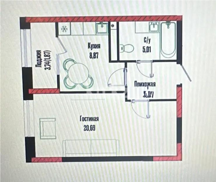 Продажа 1-комнатной квартиры, 40.69 м² - Продажа недвижимости в Казахстане фото 1 из 1