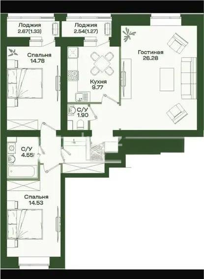 Продажа 3-комнатной квартиры, 86 м² в Астане