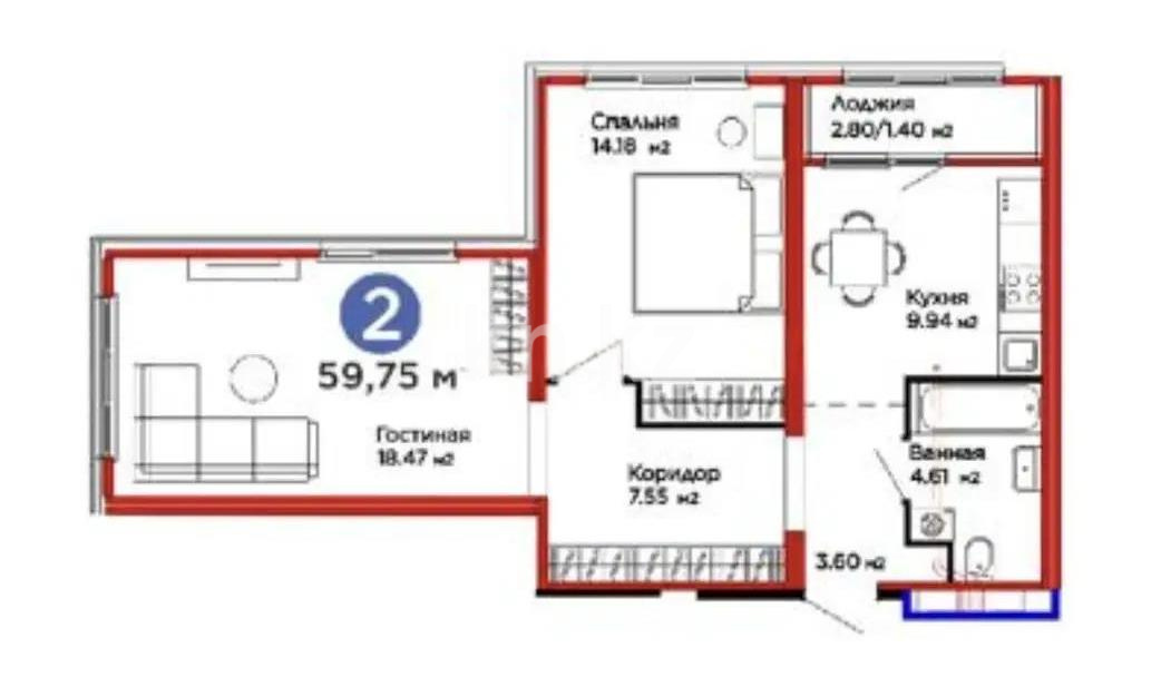 Продажа 2-комнатной квартиры, 60 м² - Продажа  двухкомнатных квартир в Астане - страница 17 фото 1 из 1