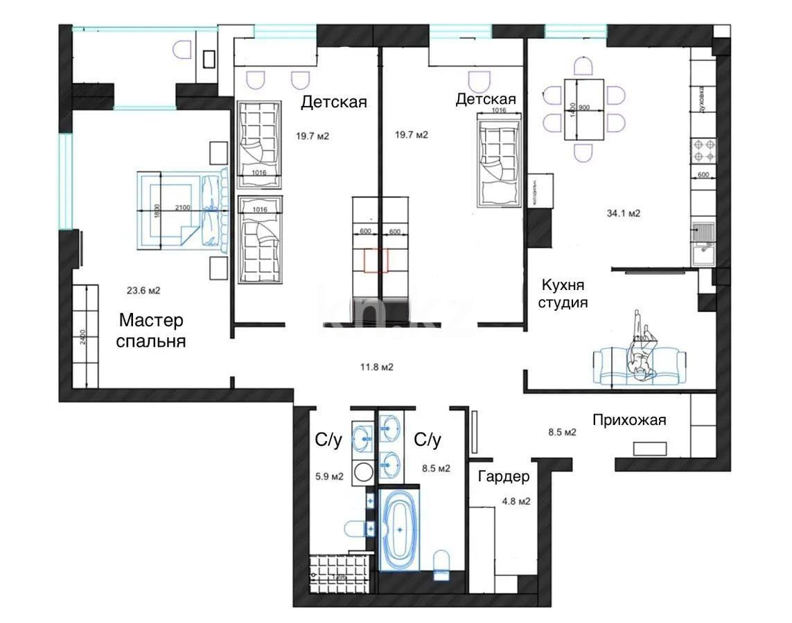 Продажа 4-комнатной квартиры, 142.5 м², мкр-н Мирас, дом  31/8 - Продажа  четырехкомнатных квартир в Алматы без посредников фото 9 из 9