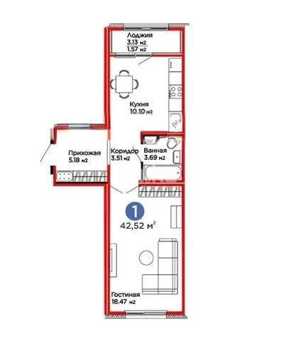 Продажа 1-комнатной квартиры, 42.52 м² в Астане - фото 7