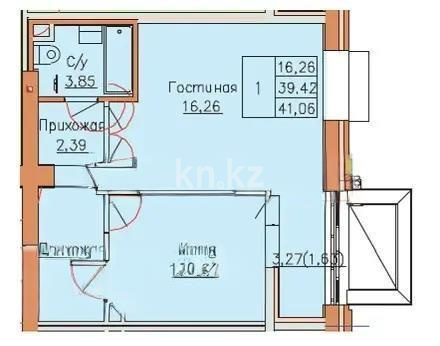 Продажа 1-комнатной квартиры, 41 м² - Продажа однокомнатных квартир в р-не Нура Астаны фото 1 из 1