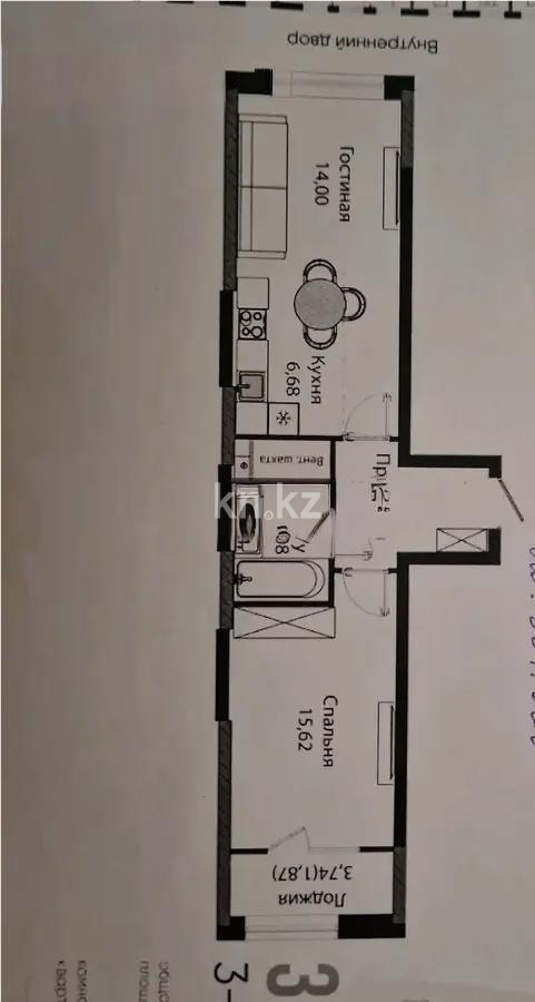 Продажа 2-комнатной квартиры, 48.17 м², ул. Бухар жырау, дом  12/2 - Продажа  двухкомнатных квартир в Астане без посредников фото 1 из 1