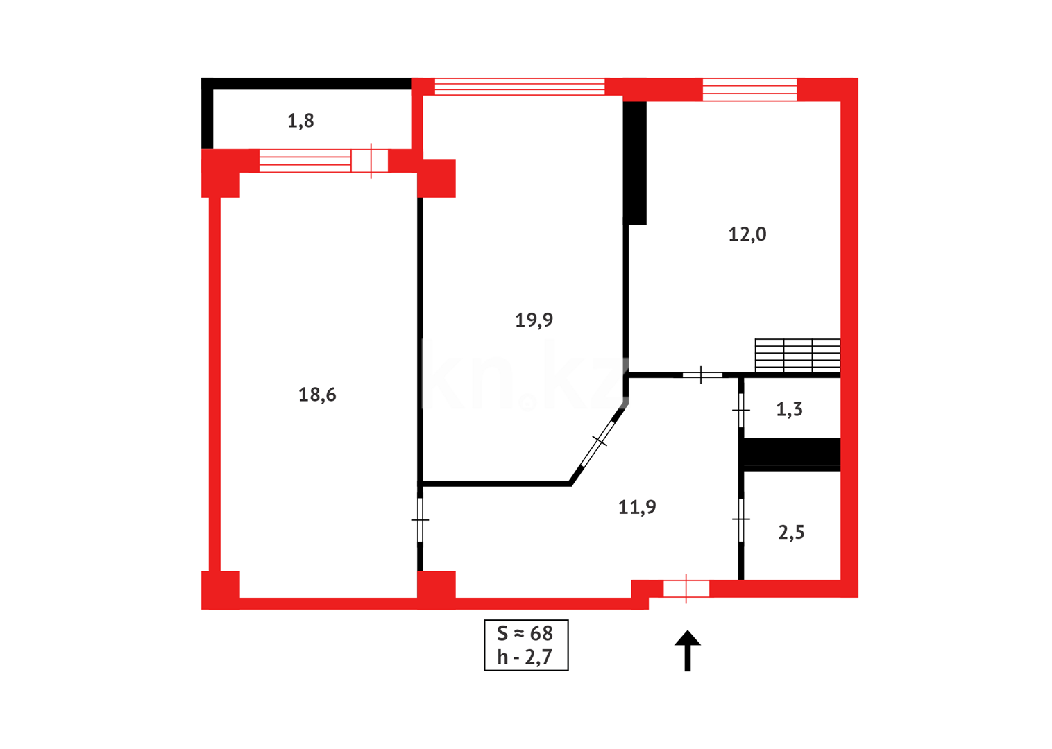 Продажа 2-комнатной квартиры, 68 м² - Продажа  двухкомнатных квартир в Караганде фото 12 из 12