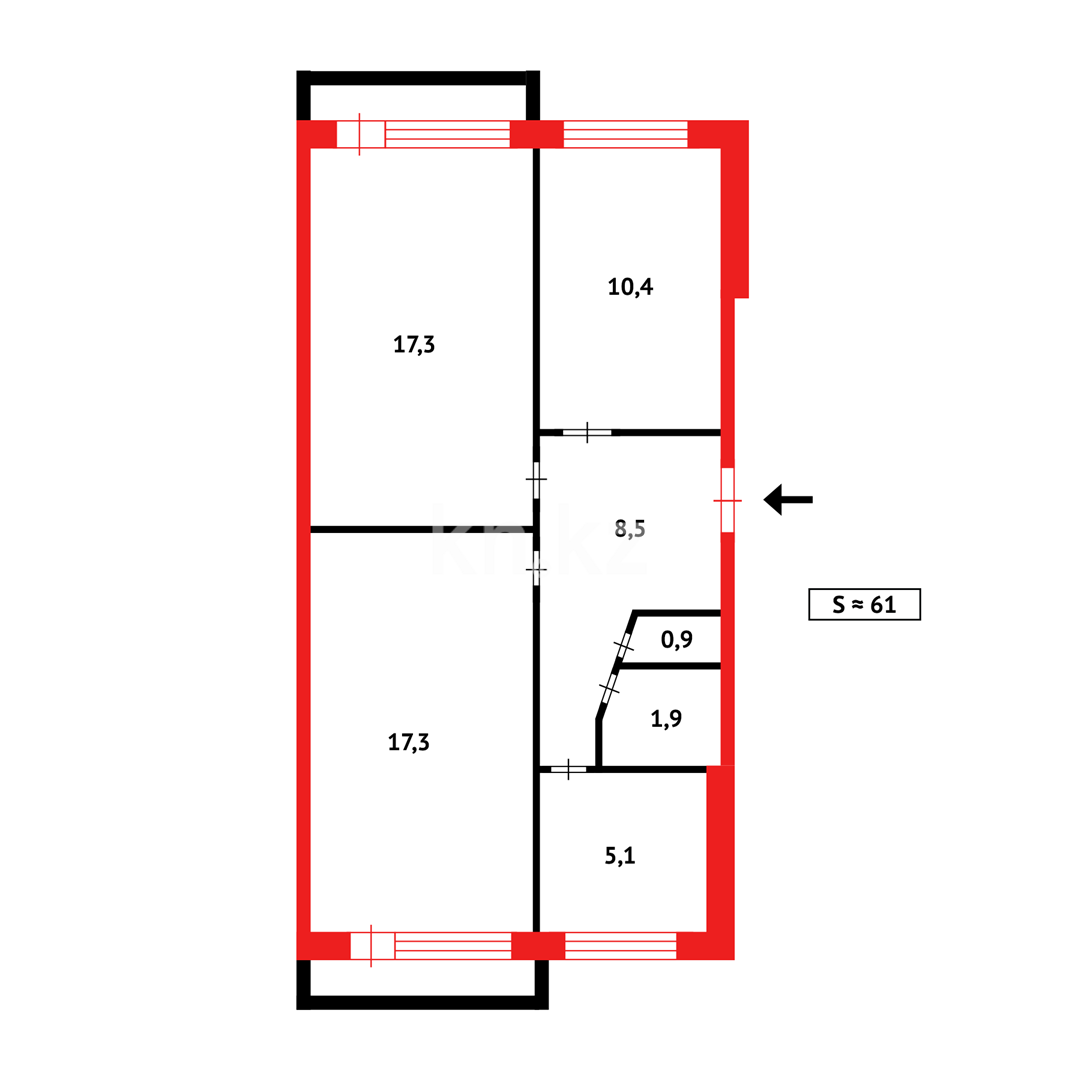 Продажа 3-комнатной квартиры, 61 м², 6 мкр. в Темиртау - фото 14