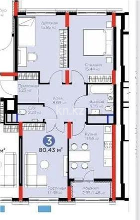 Продажа 3-комнатной квартиры, 80 м², ул. Е-915, дом  19 - Продажа  трехкомнатных квартир в Астане без посредников фото 1 из 1