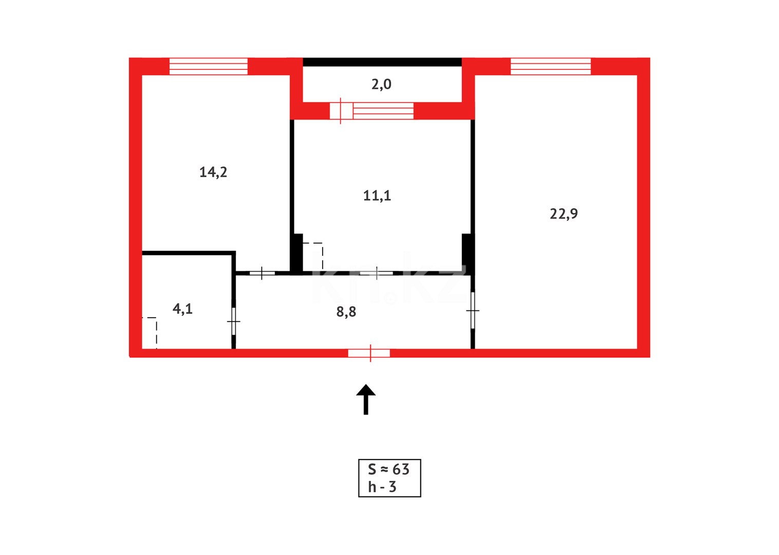 Продажа 2-комнатной квартиры, 63.1 м² - Продажа квартир в Астане - страница 453 фото 12 из 12