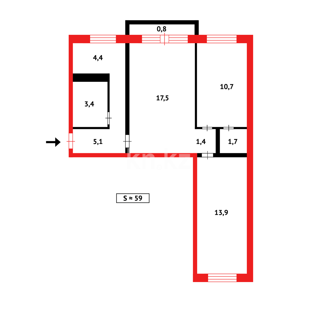Продажа 3-комнатной квартиры, 57 м², ул. Абая в Темиртау - фото 15