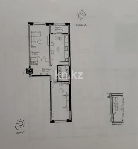 Продажа 2-комнатной квартиры, 65.6 м² - Продажа двухкомнатных квартир от собственников в Астане фото 4 из 4
