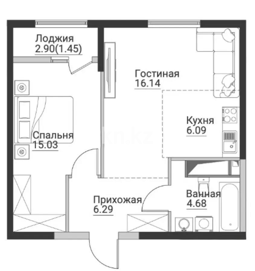 Продажа 2-комнатной квартиры, 49.68 м² - Продажа двухкомнатных квартир от собственников в Алматы фото 1 из 1