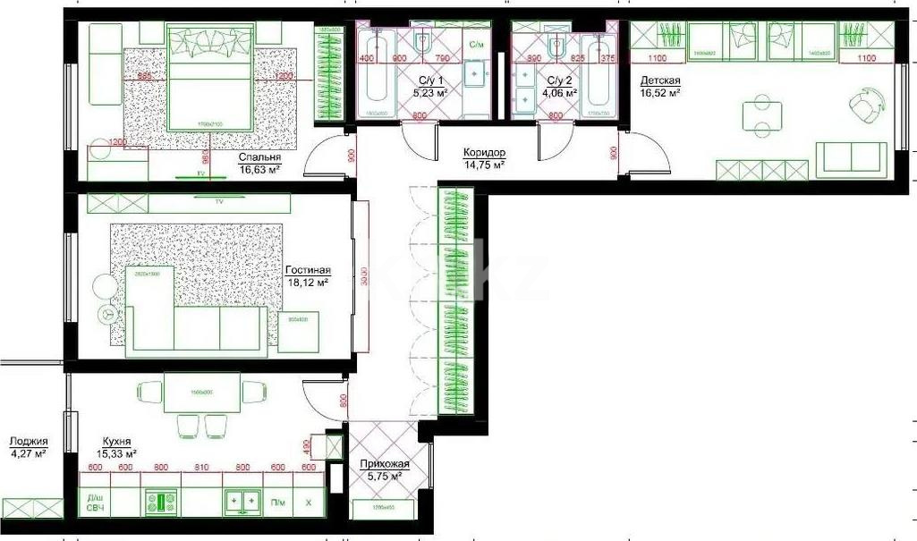 Продажа 3-комнатной квартиры, 98.3 м² в Алматы - фото 6