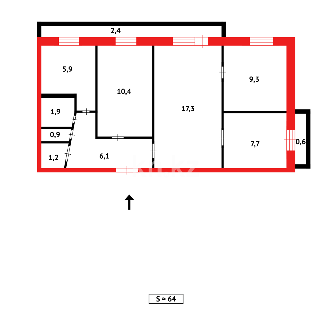Продажа 4-комнатной квартиры, 61 м², пр. Строителей - Продажа квартир в Караганде фото 26 из 26