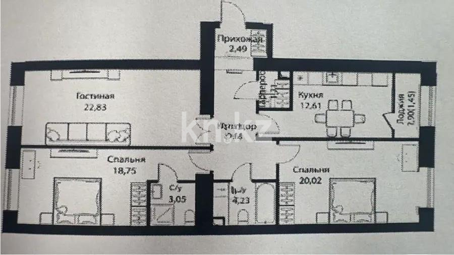 Продажа 3-комнатной квартиры, 96 м², ул. Жошы хана, дом  12/3 в Астане
