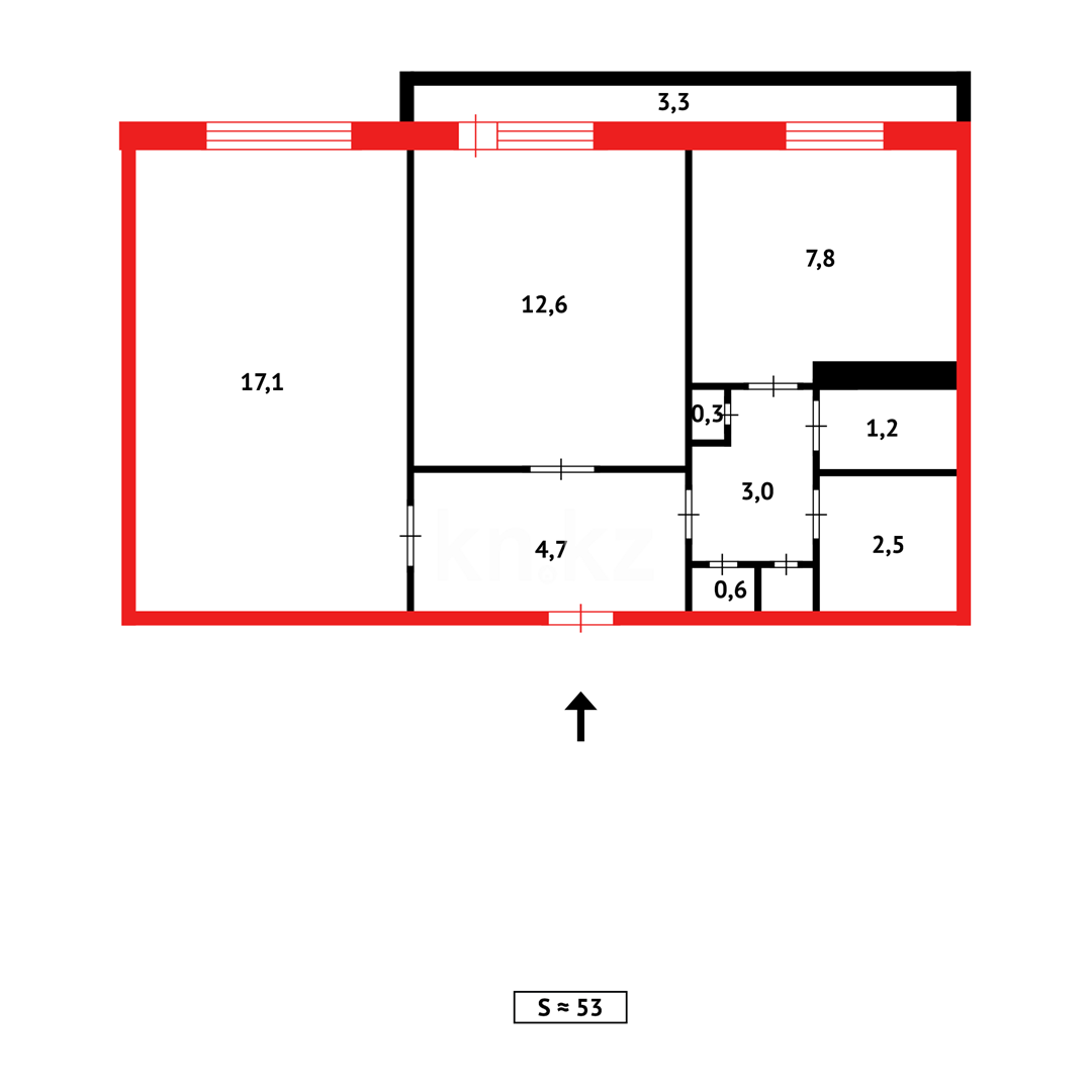 Продажа 2-комнатной квартиры, 53 м², 70 квартал - Продажа квартир в Темиртау фото 11 из 11
