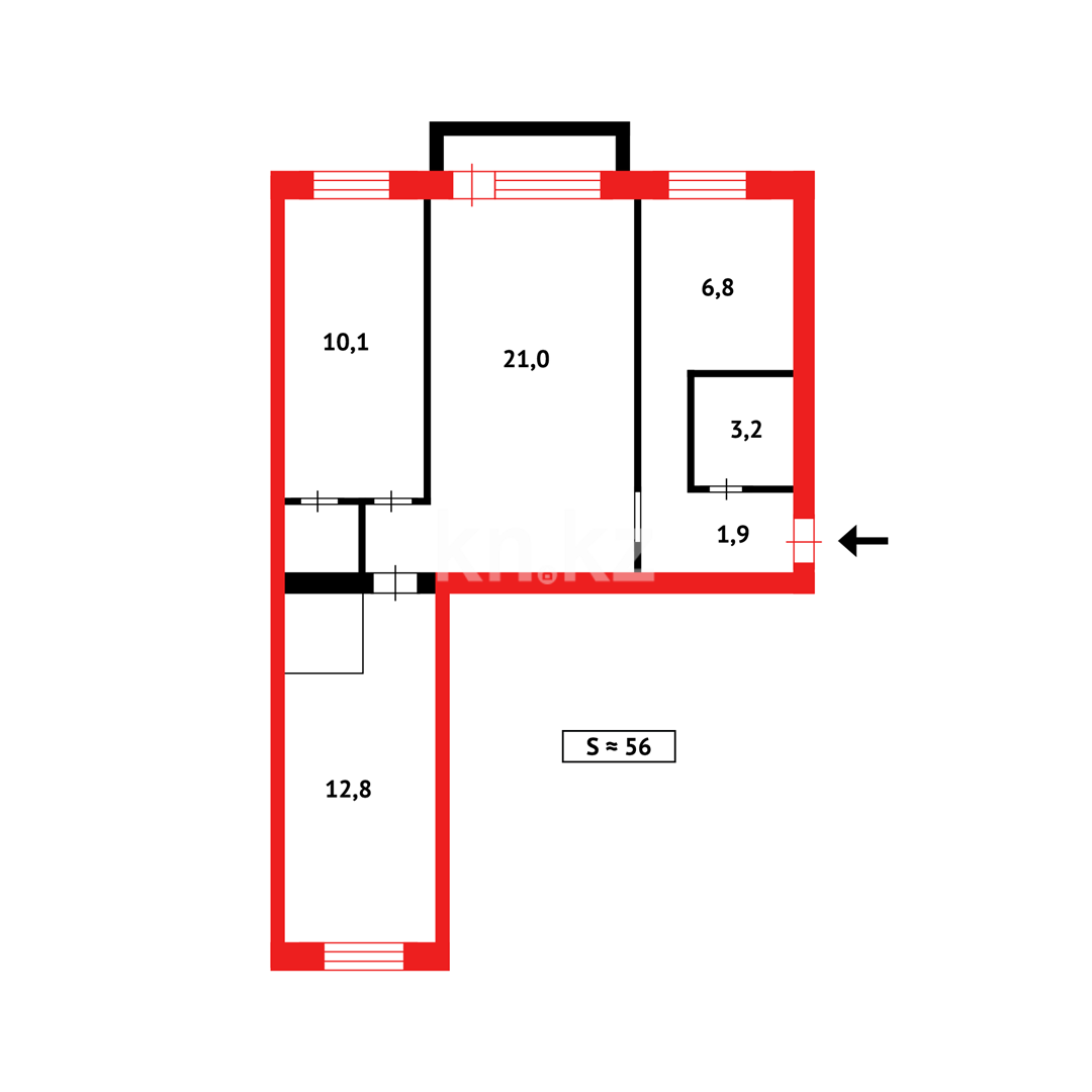 Продажа 3-комнатной квартиры, 55 м², ул. Зелинского, дом  28/2 в Караганде - фото 9