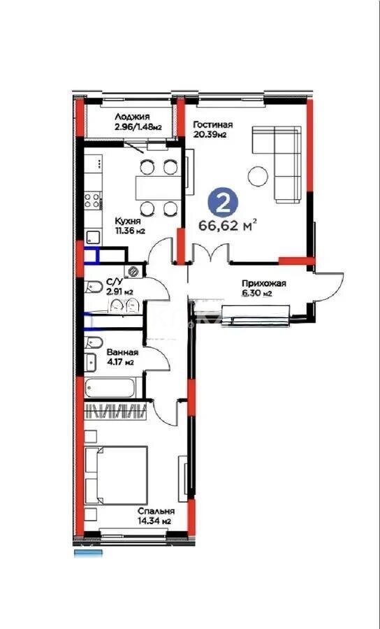Продажа 3-комнатной квартиры, 67 м² в Астане