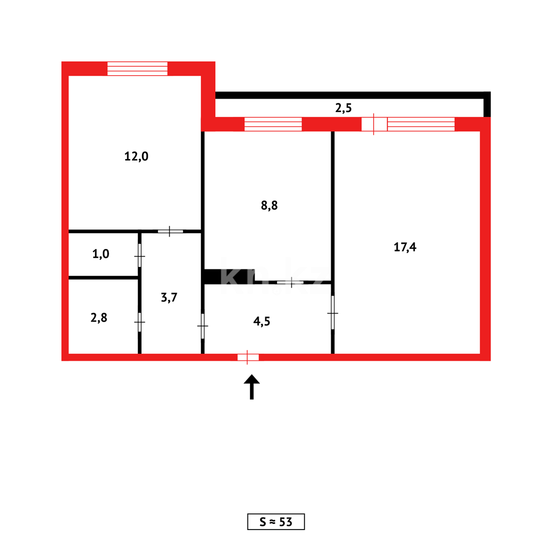Продажа 2-комнатной квартиры, 52 м², мкр. Мамраева (Восток-5) - Продажа квартир в Караганде фото 10 из 10