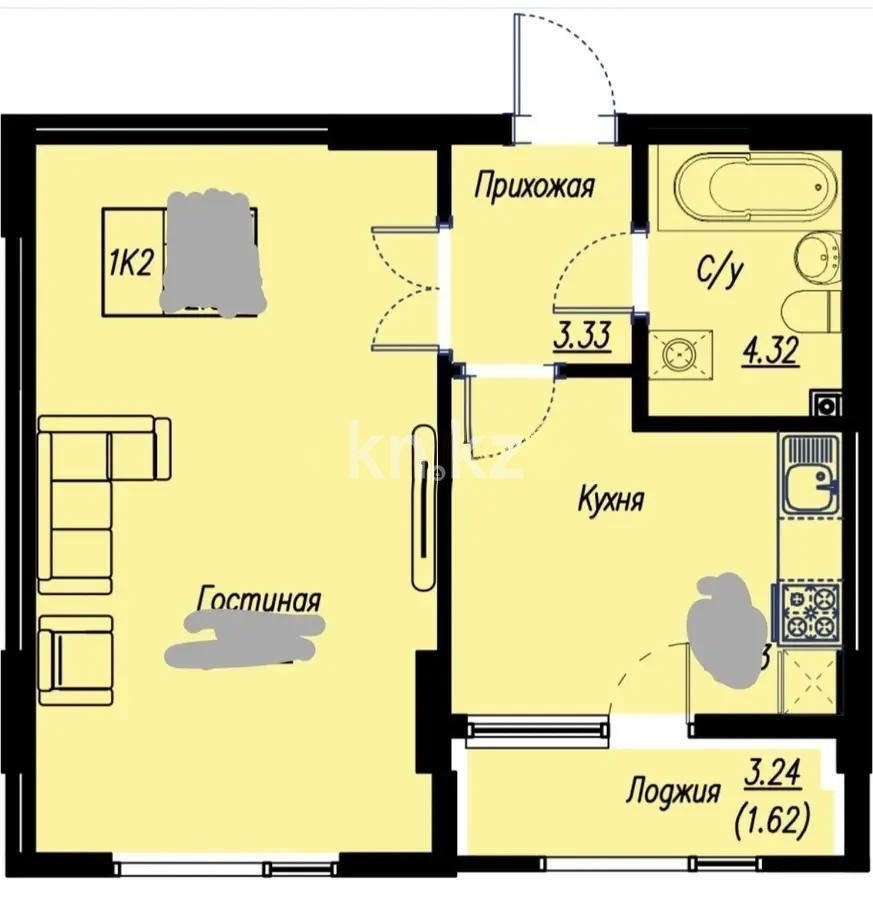 Продажа 1-комнатной квартиры, 45 м², ул. Е-496, дом  8 стр в Астане
