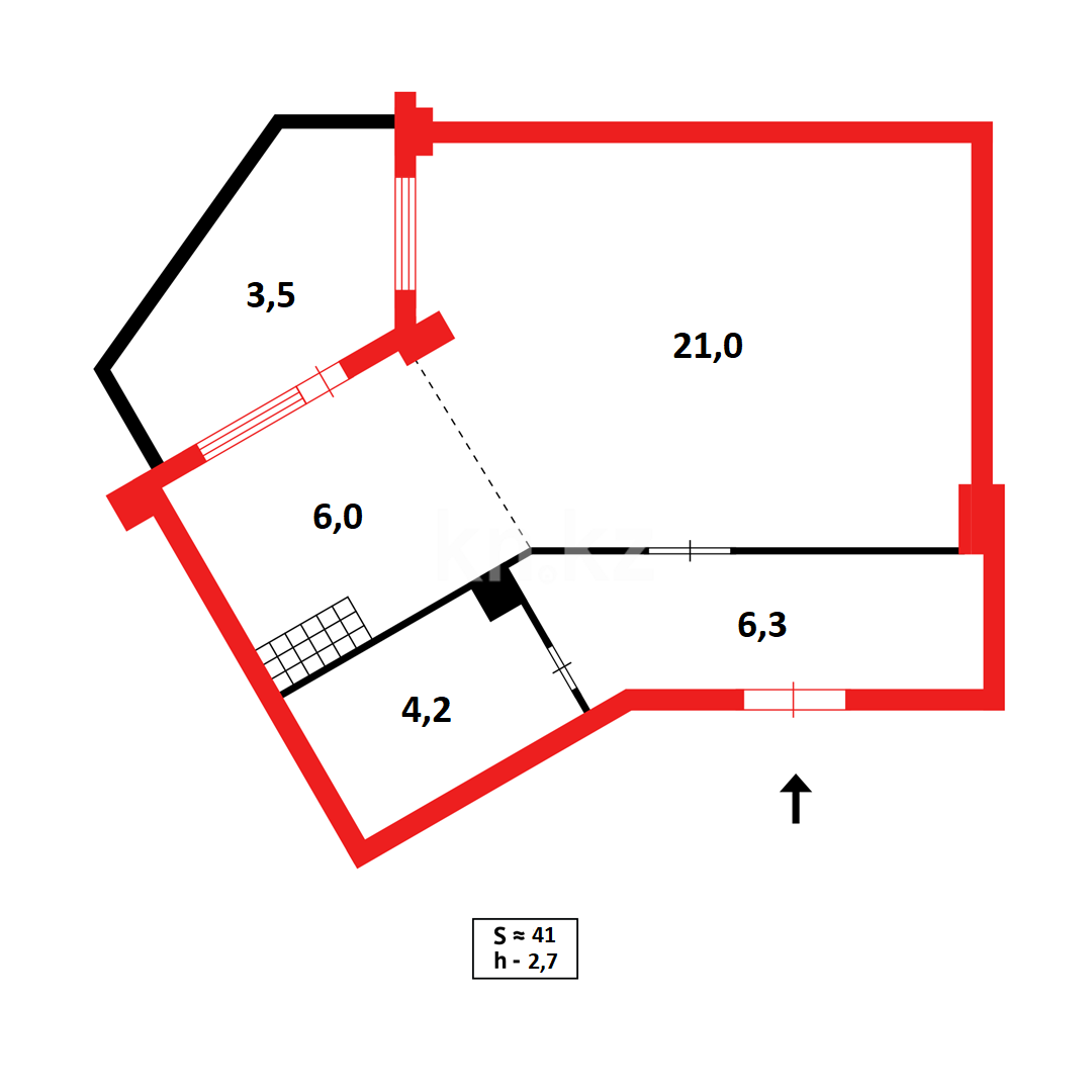 Продажа 1-комнатной квартиры, 41 м² - Продажа  однокомнатных квартир в новостройках Караганды - страница 2 фото 14 из 14