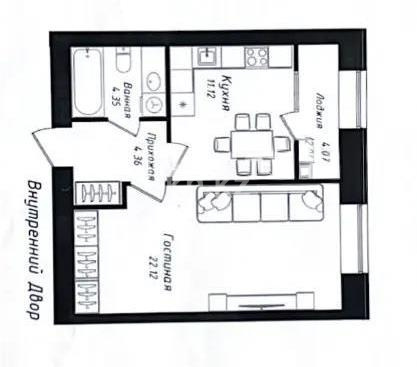 Продажа 1-комнатной квартиры, 44 м² в Астане