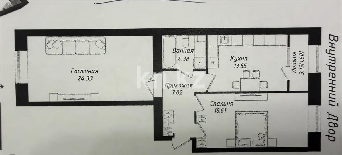 Продажа 2-комнатной квартиры, 70 м² - Продажа двухкомнатных квартир в Астане - страница 2 фото 1 из 1