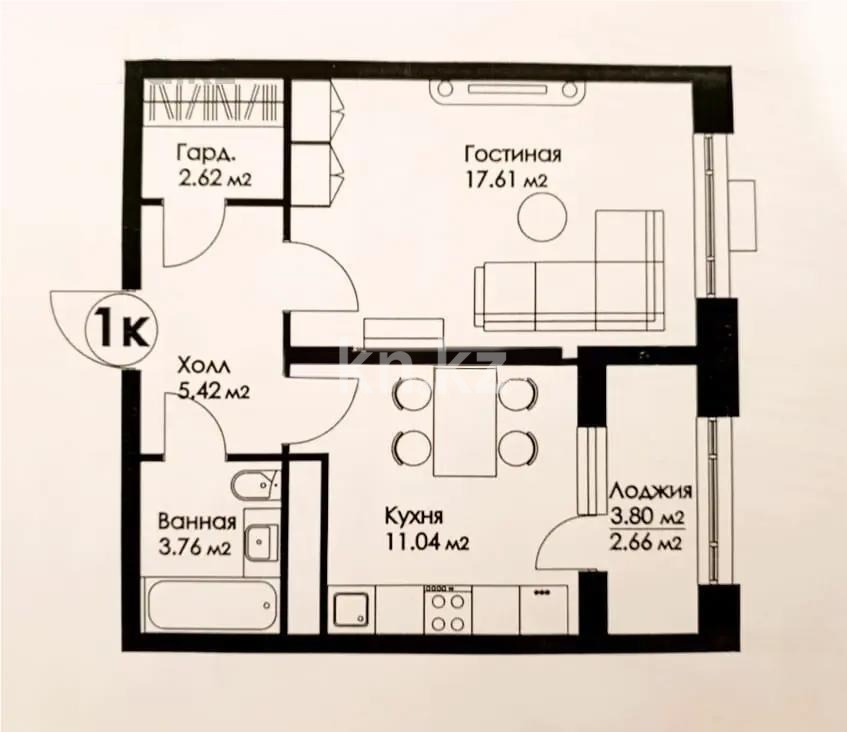 Продажа 1-комнатной квартиры, 43.1 м² - Недвижимость в Казахстане - страница 27 фото 6 из 6