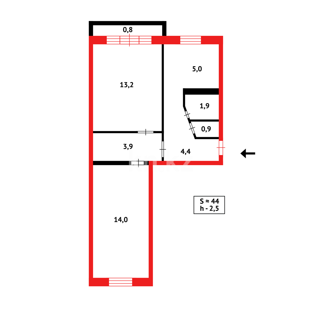 Продажа 2-комнатной квартиры, 44 м² в Темиртау - фото 12