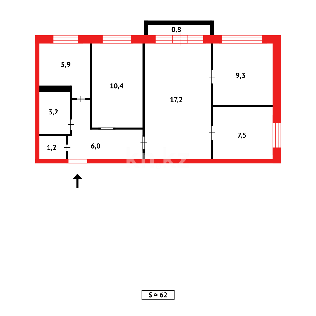 Продажа 4-комнатной квартиры, 60 м², ул. Байсеитовой - Продажа квартир в Темиртау фото 12 из 12