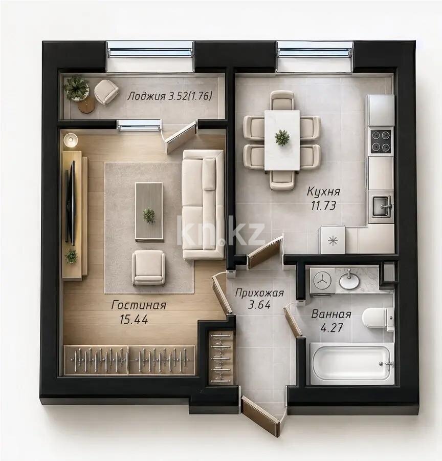 Продажа 1-комнатной квартиры, 37 м² в Астане